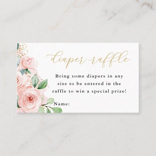 Pink and Gold Floral Baby Diaper Raffle Ticket