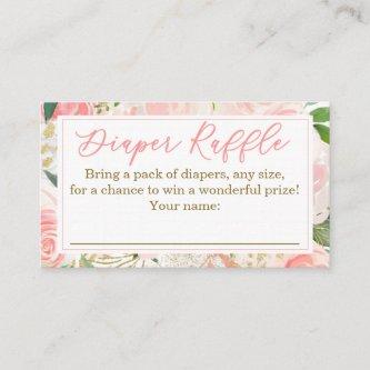 Pink and Gold Floral Diaper Raffle Tickets