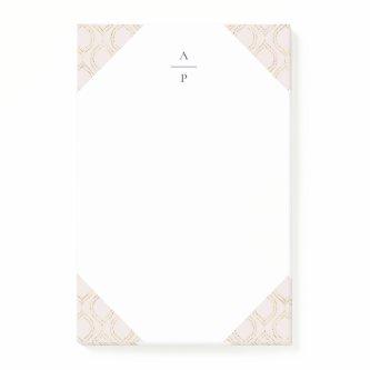 Pink and Gold Ogee Monogrammed Post-it Notes