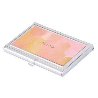 Pink and Gold Watercolor Abstract Painting  Case