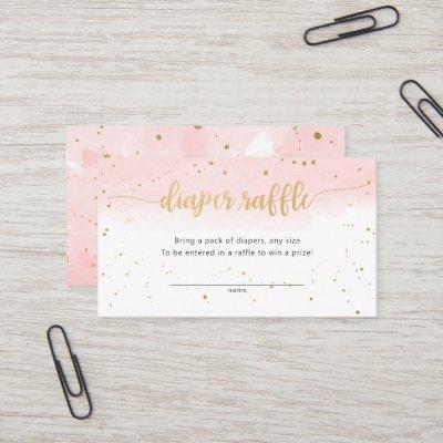 Pink and Gold Watercolor girl diaper raffle ticket