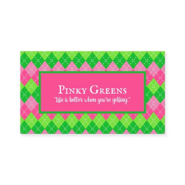 Pink and Green Argyle White Stitching Preppy Golf