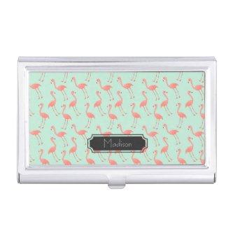 Pink and Green Flamingo Pattern | Add Your Name  Holder