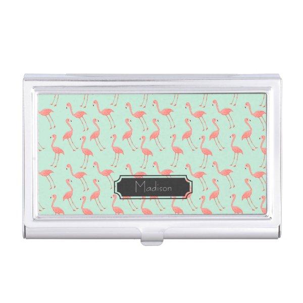 Pink and Green Flamingo Pattern | Add Your Name  Holder