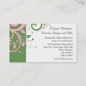 Pink and Green Floral Swirl Wedding