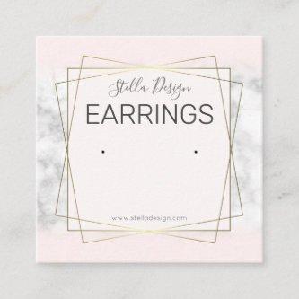 Pink And Marble Gold Earrings Display Packaging Square