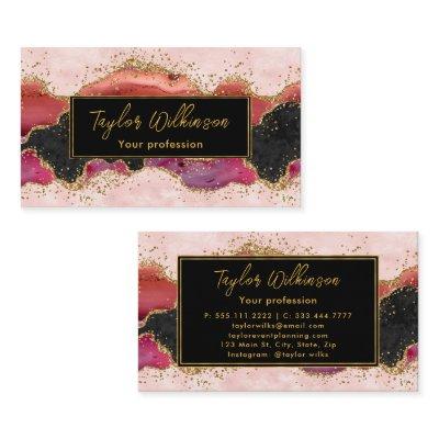 Pink and Red Faux Glitter Sequins Agate