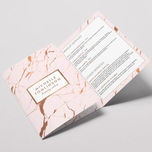 Pink and Rose Gold Marble Salon Brochure