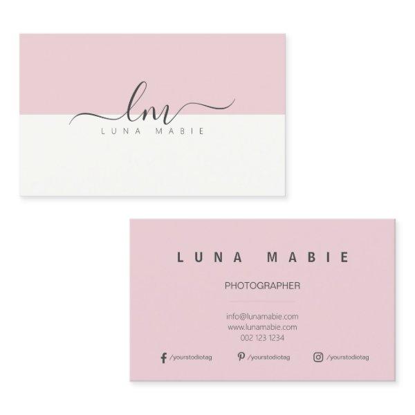 Pink and white, calligraph monogram minimalist