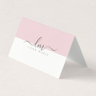 Pink and white, calligraph monogram minimalist