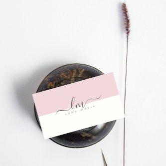 Pink and white, calligraph monogram minimalist  calling card