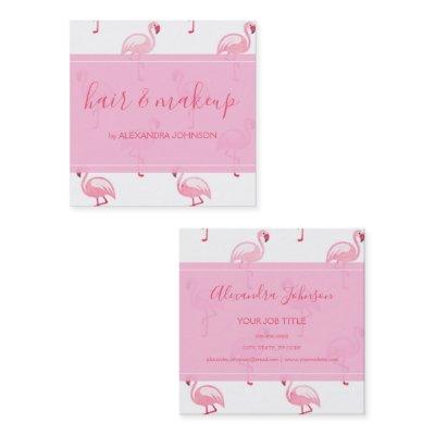 Pink and White Tropical Flamingo Pattern Square