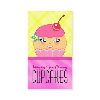 Pink and Yellow Cupcake Character Baker Bakery