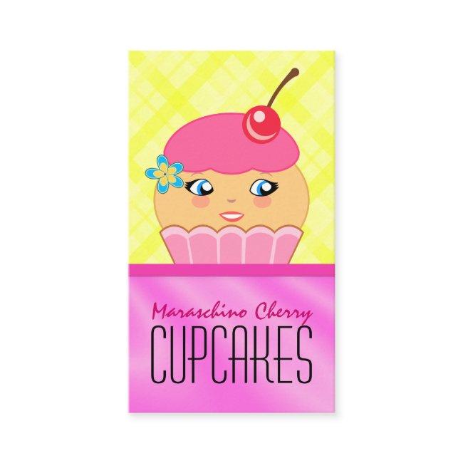 Pink and Yellow Cupcake Character Baker Bakery