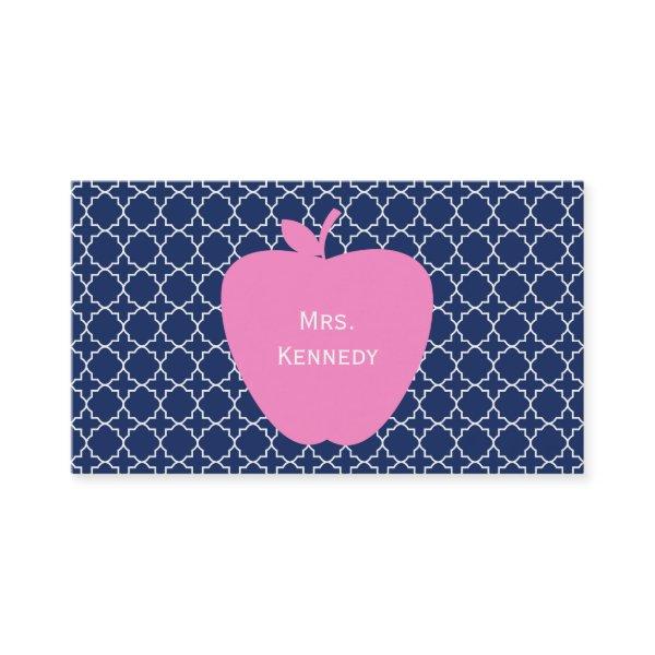 Pink Apple Navy Quatrefoil