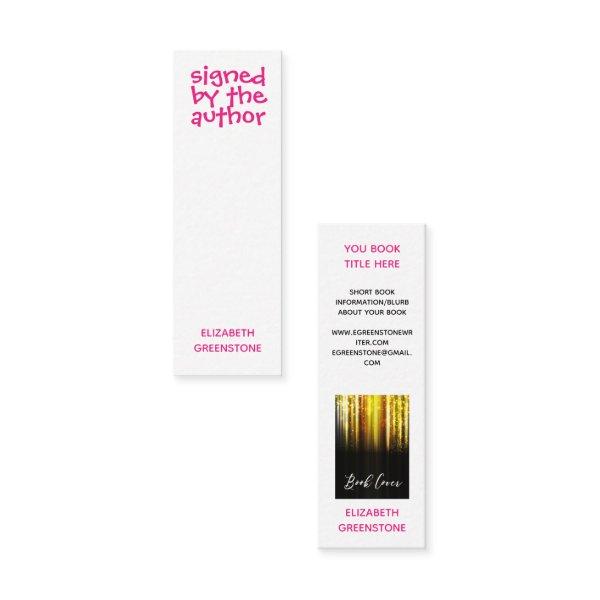 Pink Author Promotional Signed Mini Bookmark Card