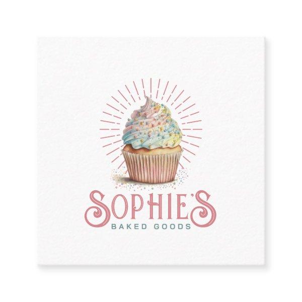 Pink Baker Bakery Cupcake Logo Typography Square