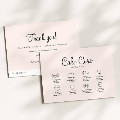 Pink Bakery Cake Care Instruction Card