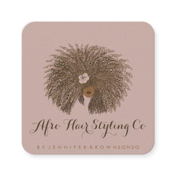 Pink Beige Afro Hair Stylist Square