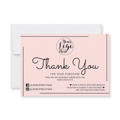 Pink Black Border Script Logo Customer Thank You