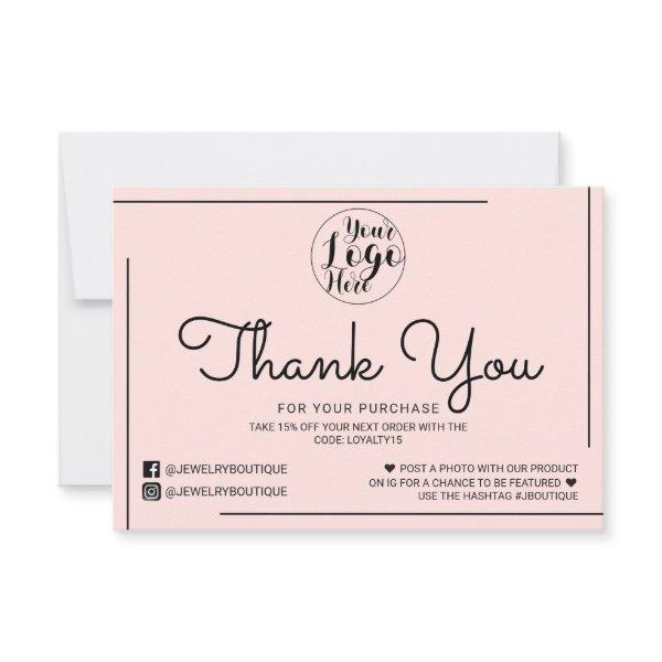 Pink Black Border Script Logo Customer Thank You