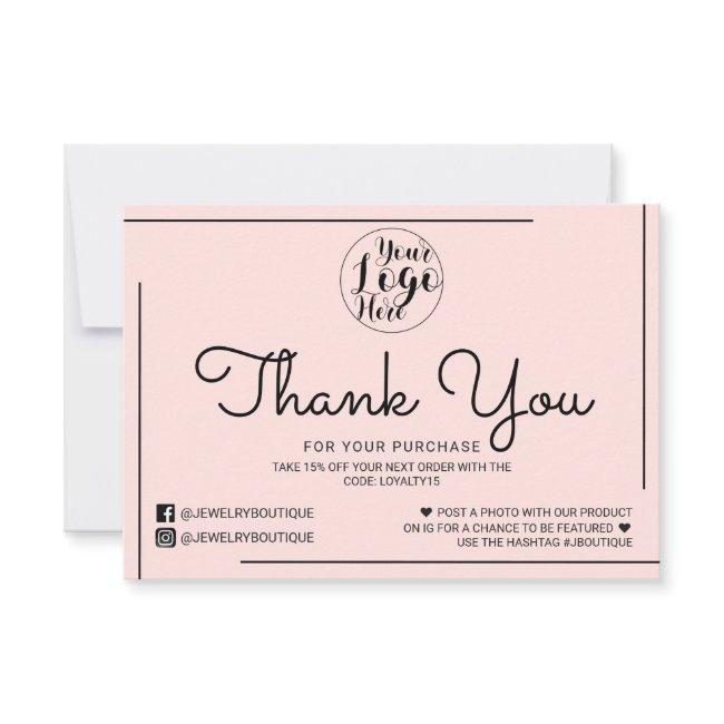 Pink Black Border Script Logo Customer Thank You