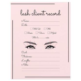 Pink Black Border Script Logo Lash Client Record