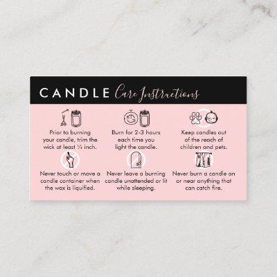 Pink Black Candle Care Instructions