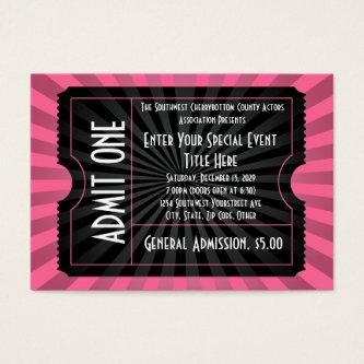 Pink+ Black Event Ticket, Lg  Size