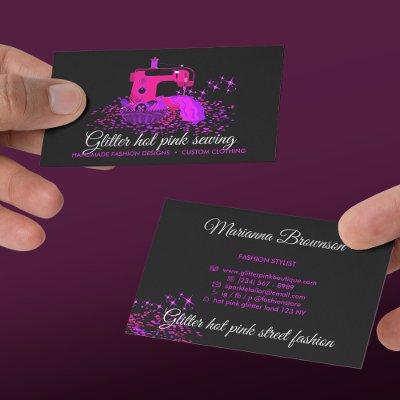 Pink Black Quilt Sewing Machine Seamstress Tailor