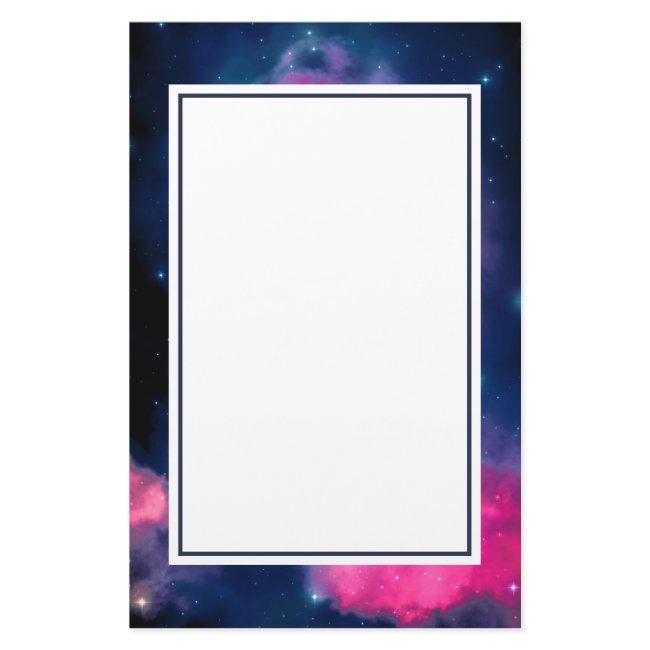 Pink & Blue Galaxy Nebula & Stars Abstract Stationery