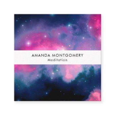 Pink & Blue Galaxy & Stars Abstract Square