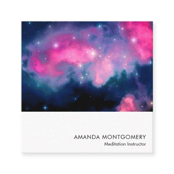 Pink & Blue Galaxy & Stars Abstract Square
