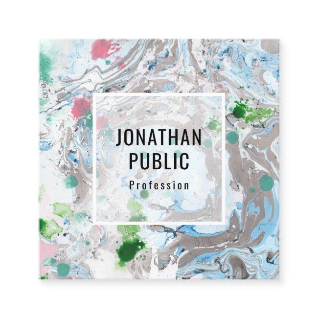 Pink Blue Green Trendy Modern Abstract Art Elegant Square