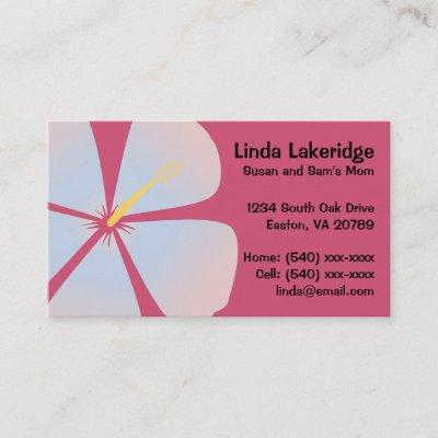 Pink / Blue Hibiscus Flowers Mommy Contact Card