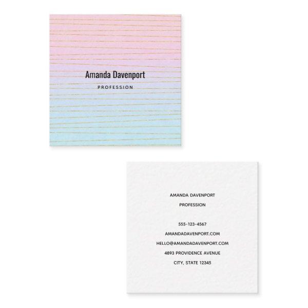 Pink Blue Pastel Gradient with Gold Lines Square