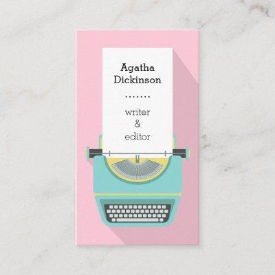 Pink blue retro typewriter professional writer