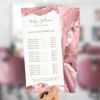 Pink blush agate price list rack card