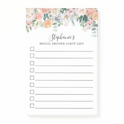 Pink Blush Floral Monogrammed Lined To-Do List  Post-it Notes