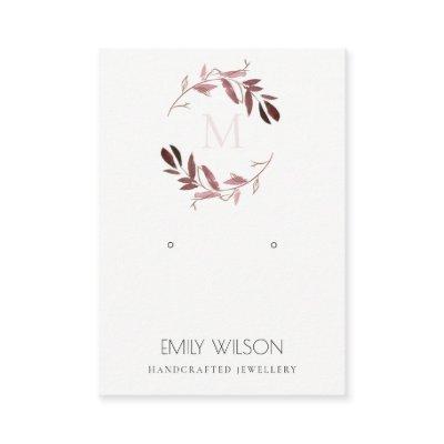 PINK BLUSH FOLIAGE MONOGRAM EARRING DISPLAY LOGO