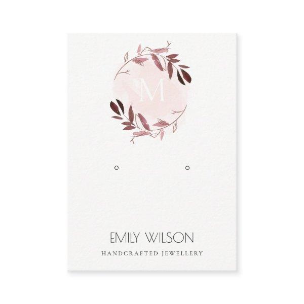 PINK BLUSH FOLIAGE MONOGRAM EARRING DISPLAY LOGO