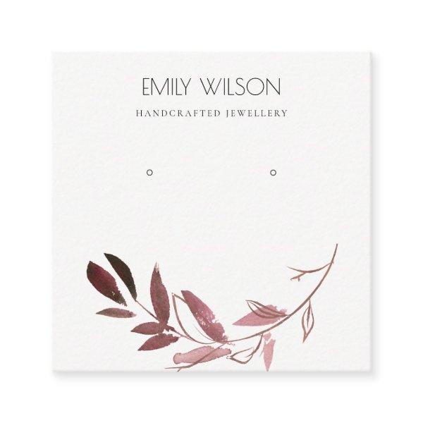 PINK BLUSH FOLIAGE WATERCOLOR EARRING DISPLAY LOGO SQUARE