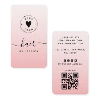 Pink Blush Girly Hair QR Code & Add Your Logo Cute