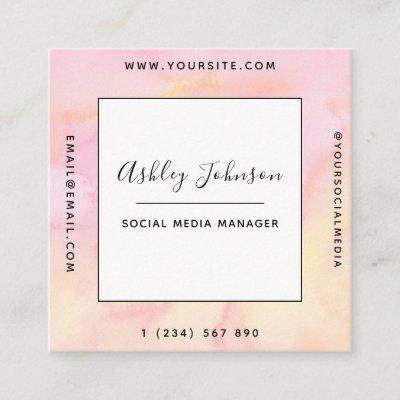 Pink Blush Watercolor Clouds Modern Add QR Code Square