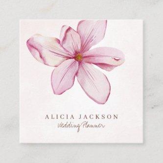 Pink blush watercolor petals wedding planner square