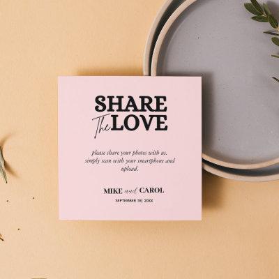 Pink Blush Wedding Photo Sharing With QR Code Square