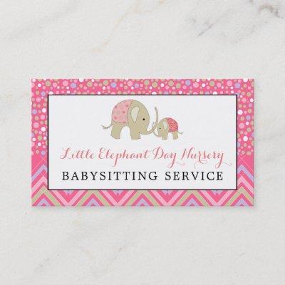 Pink Boho Elephant, Babysitter, Daycare, Nursery