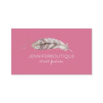 Pink Boho Hand Drawn Angel Bird Feather