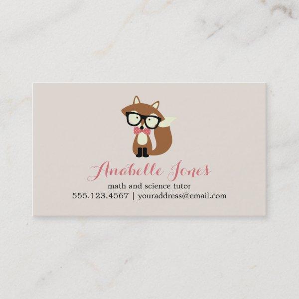 Pink Bow Tie and Glasses Hipster Brown Fox