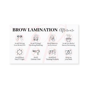 Pink Brow Lamination Aftercare Advice Instruction
